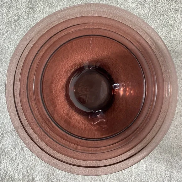 Vintage PYREX Set of 3 Cranberry Glass Nesting Mixing Bowls 1L, 1.5L & 2.5L - Picture 16 of 16